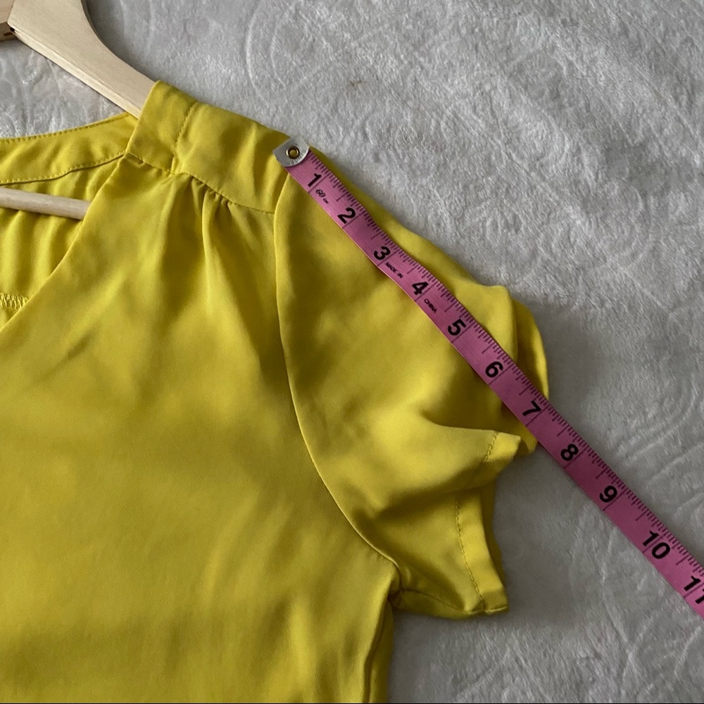 Lightweight Bright Yellow V Neck Blouse - Picture 8 of 12
